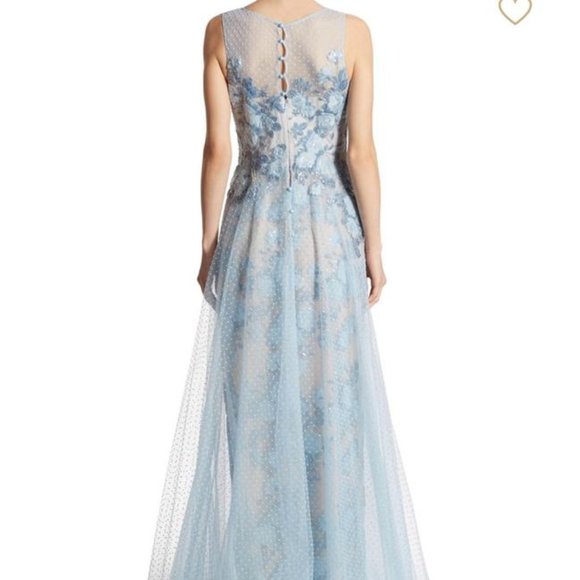 Light Blue Embellished Tulle Gown Formal Dress - Picture 3 of 3